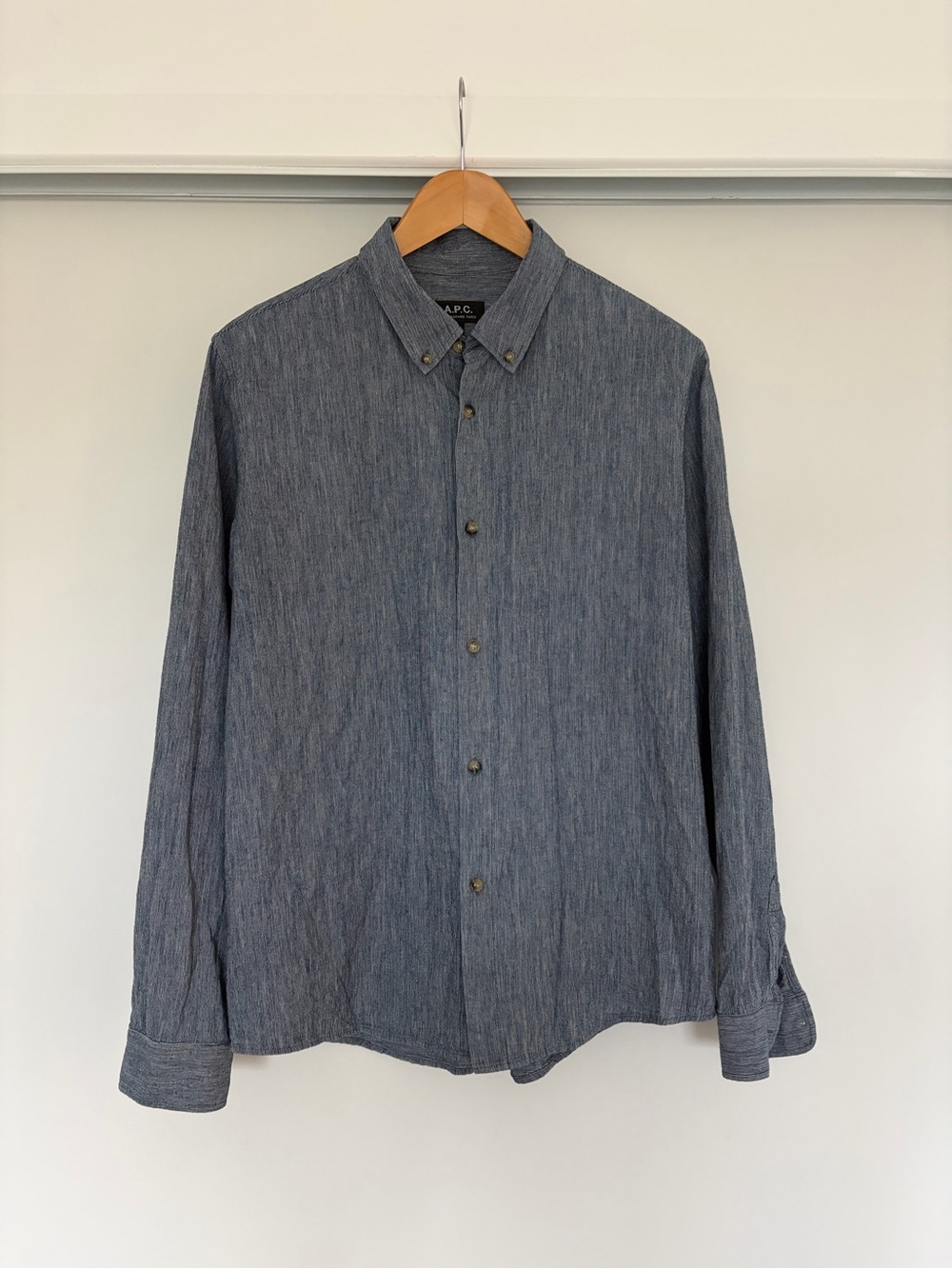 A.P.C. Striped Chambray Shirt - Light Blue